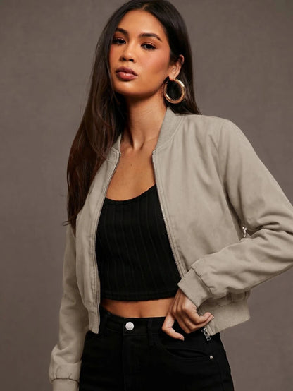 Steamboat Zip Up Bomber Jacket with Ribbed Trim