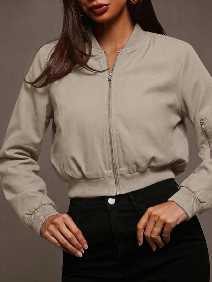 Steamboat Zip Up Bomber Jacket with Ribbed Trim