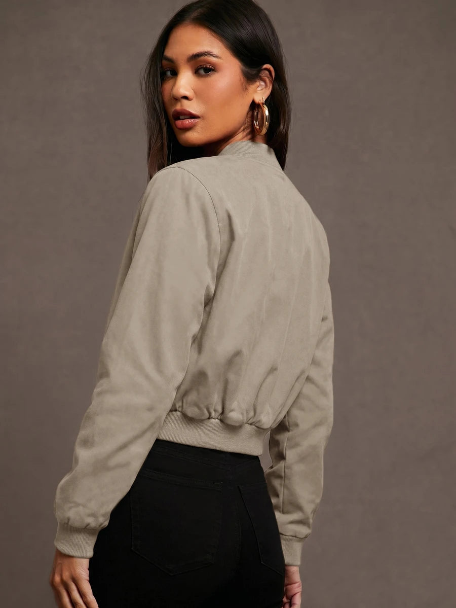 Steamboat Zip Up Bomber Jacket with Ribbed Trim