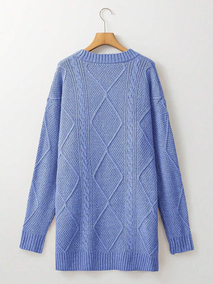 Cosima Oversized Textured Knit Drop Shoulder Sweater Dress - Apricot