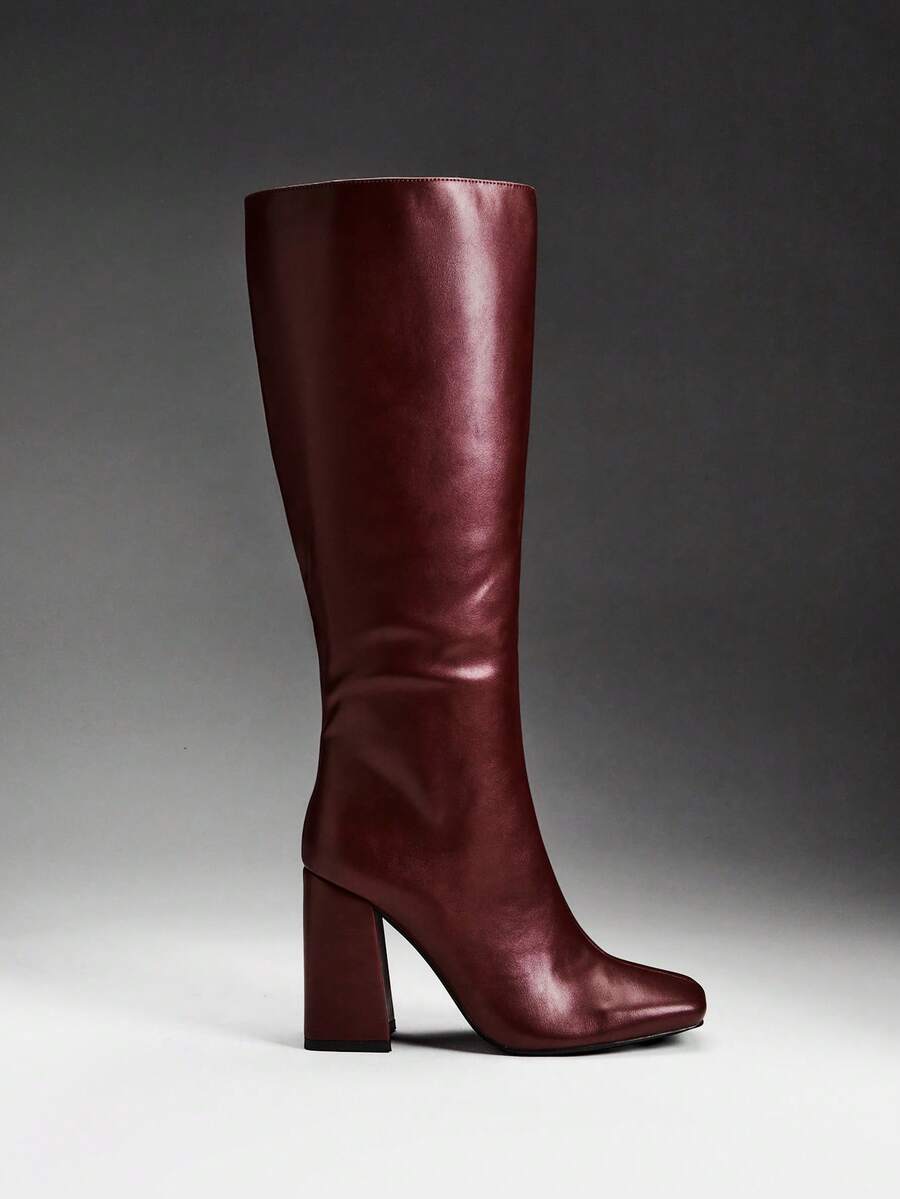 SHUZIA Women's Fashionable & Comfortable Knee-High Side Zipper Chunky Heel Boots Mensa