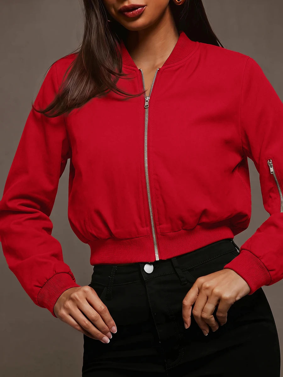 Steamboat Zip Up Bomber Jacket with Ribbed Trim