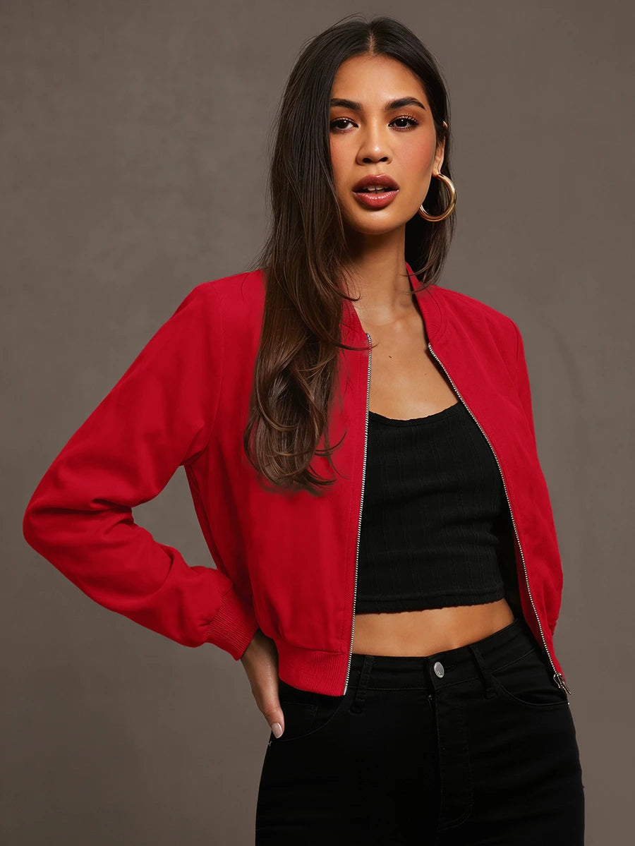 Steamboat Zip Up Bomber Jacket with Ribbed Trim