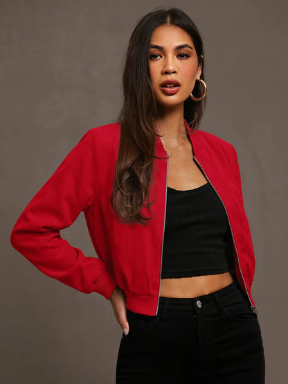 Steamboat Zip Up Bomber Jacket with Ribbed Trim