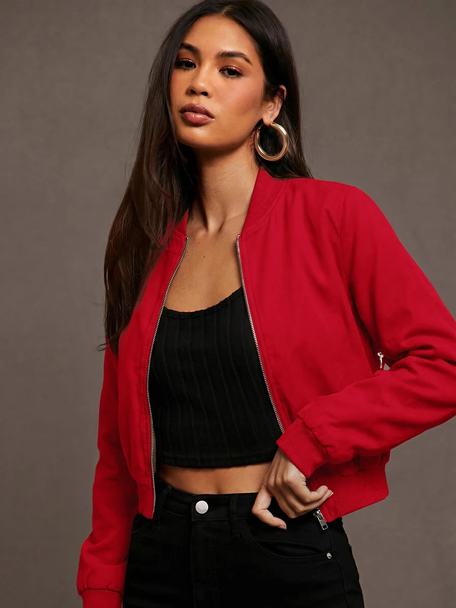 Steamboat Zip Up Bomber Jacket with Ribbed Trim