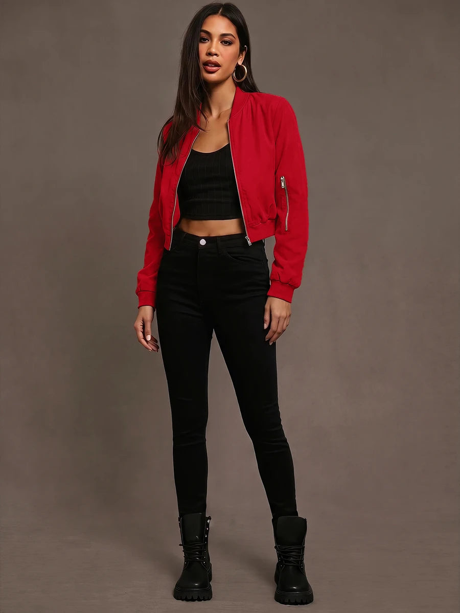 Steamboat Zip Up Bomber Jacket with Ribbed Trim