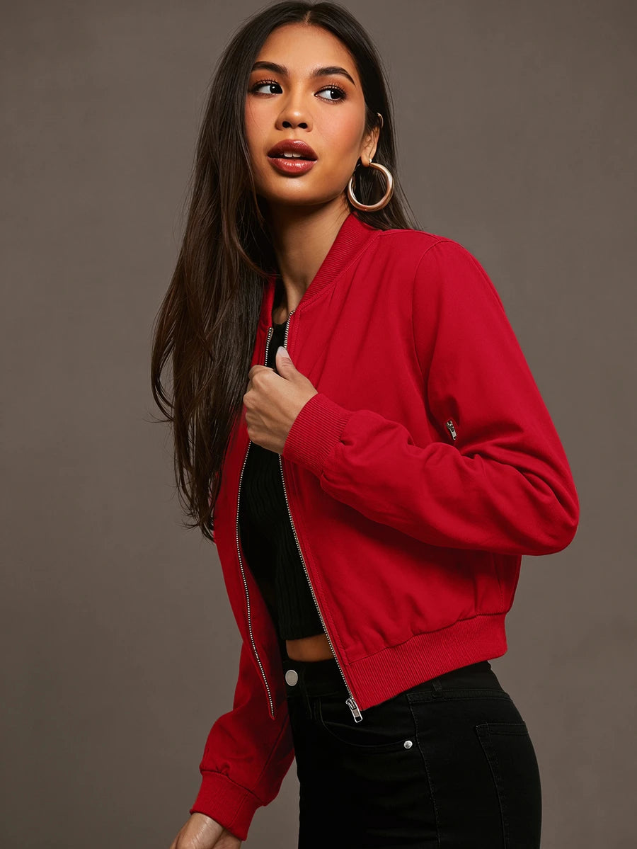 Steamboat Zip Up Bomber Jacket with Ribbed Trim