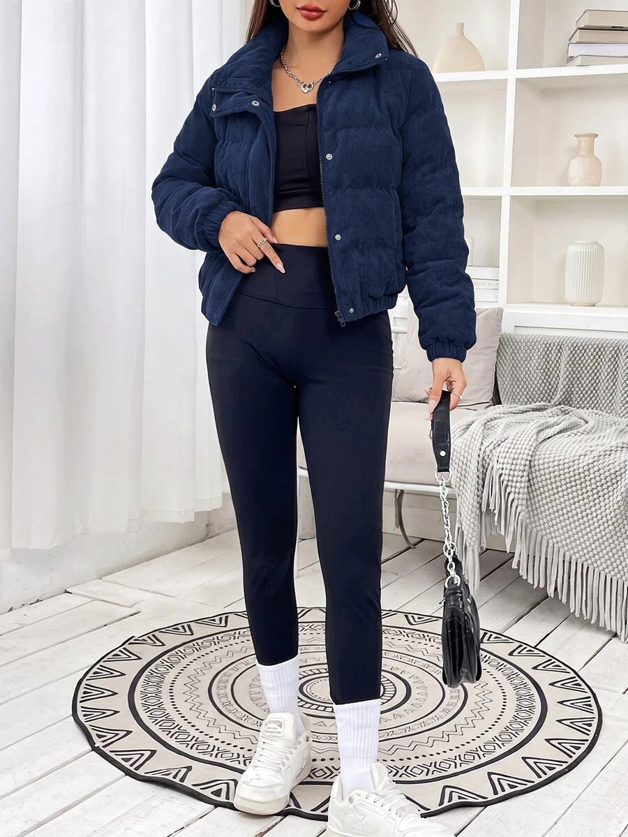 Glasgow Cropped Quilted Puffer Jacket with Funnel Neck