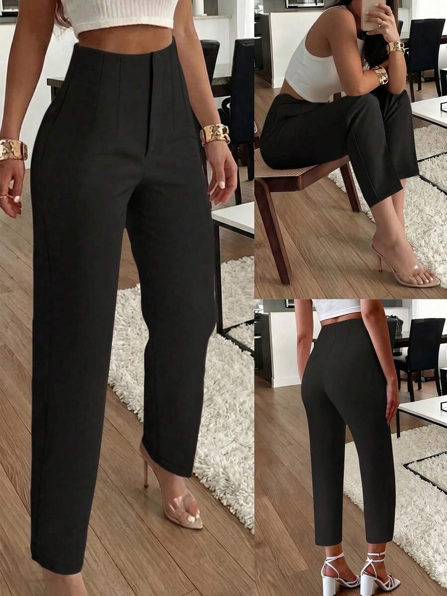 Women's Pleated Tapered Ankle Trousers, Stretch Dress Pants for Work Office - White