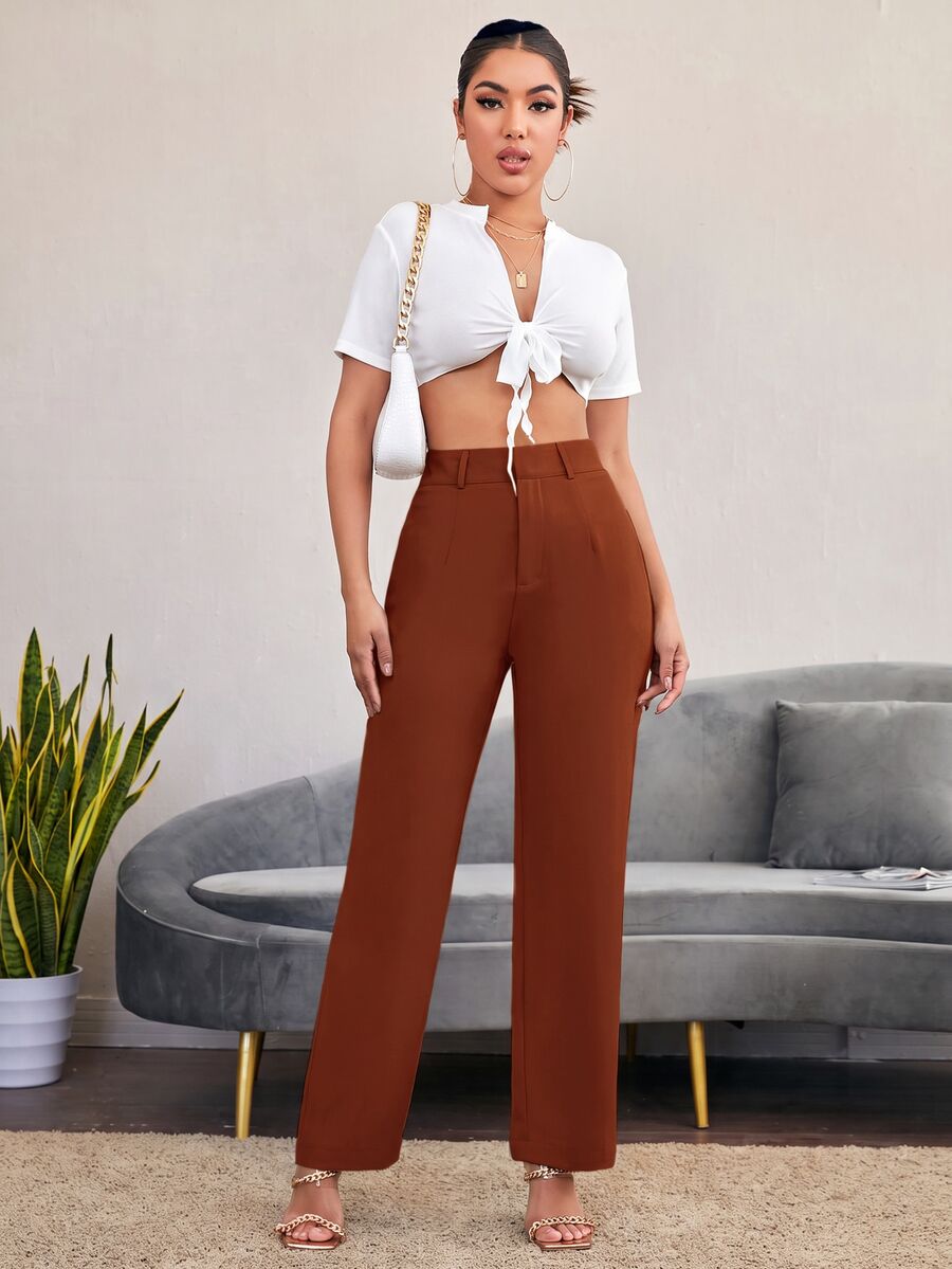 Women's High Waisted Flare Trousers, Tailored Dress Pants for Work Office - Black