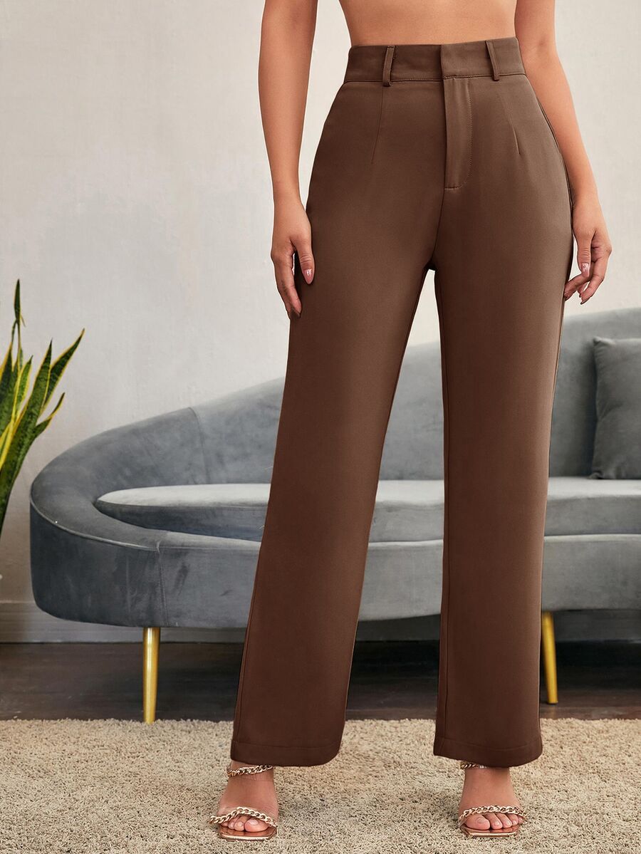 Women's High Waisted Flare Trousers, Tailored Dress Pants for Work Office - Black