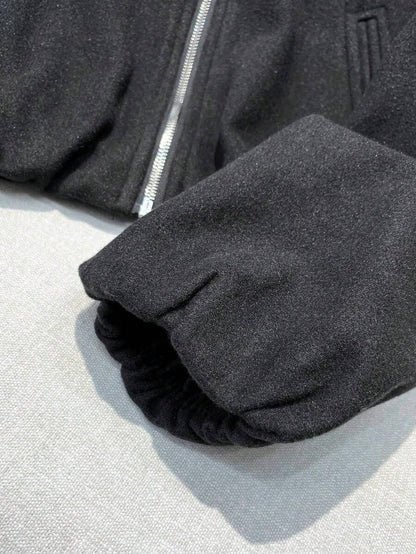 Lillehammer Wool Look Zip Up Cropped Bomber Jacket