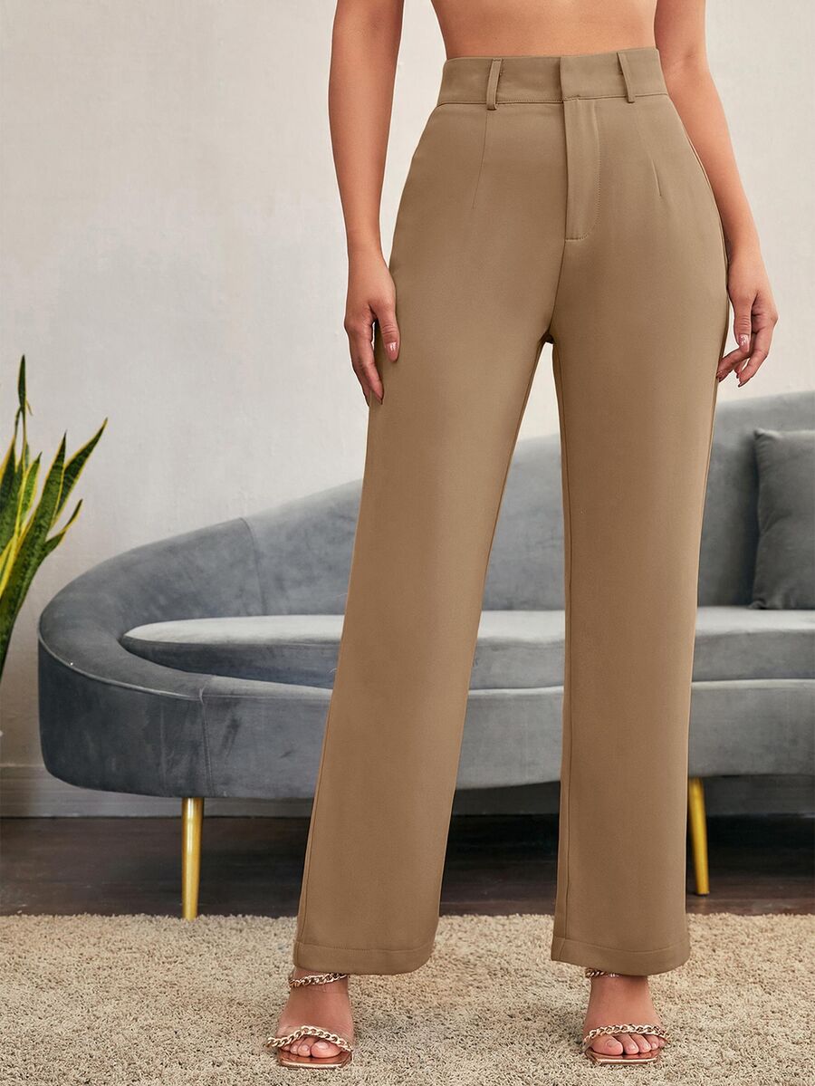 Women's High Waisted Flare Trousers, Tailored Dress Pants for Work Office - Black