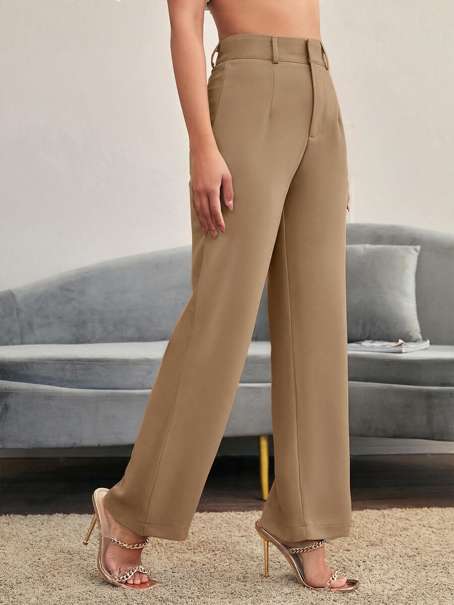 Women's High Waisted Flare Trousers, Tailored Dress Pants for Work Office - Black