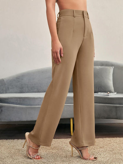 Women's High Waisted Flare Trousers, Tailored Dress Pants for Work Office - Black