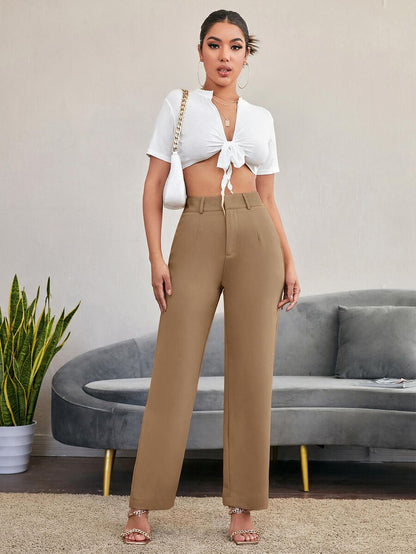 Women's High Waisted Flare Trousers, Tailored Dress Pants for Work Office - Black