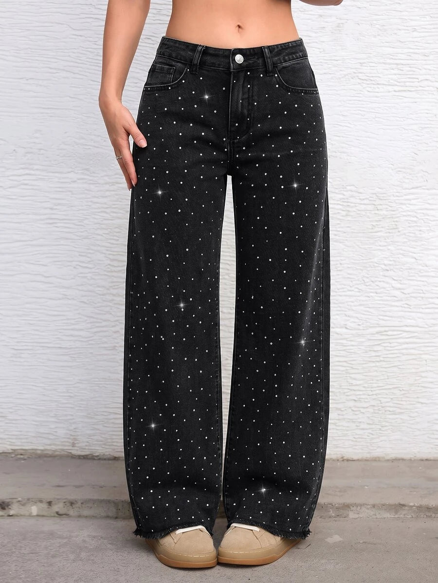 Ravenna High Waisted Wide Leg Baggy Jeans with Pockets