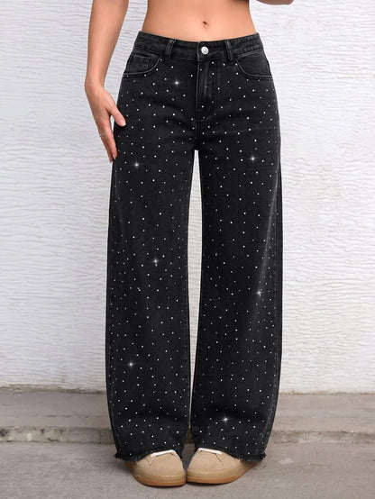 Ravenna High Waisted Wide Leg Baggy Jeans with Pockets