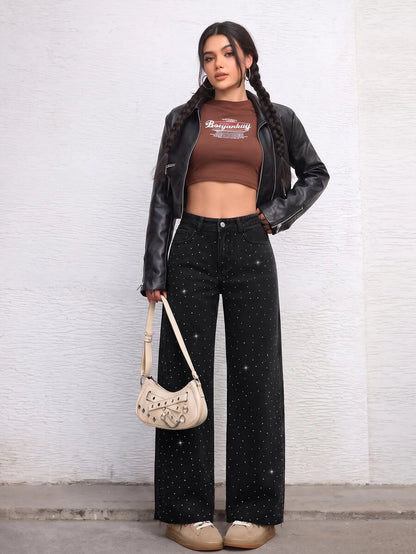 Ravenna High Waisted Wide Leg Baggy Jeans with Pockets