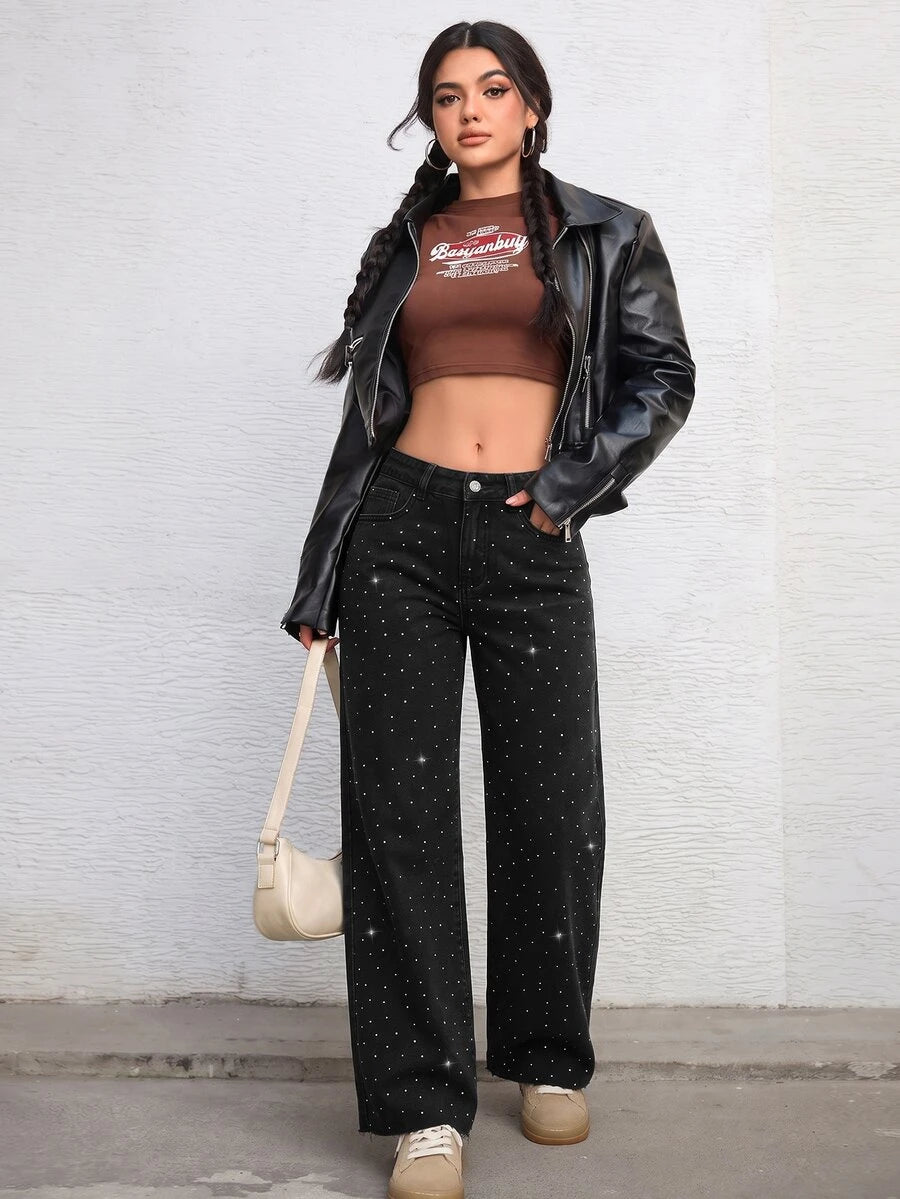 Ravenna High Waisted Wide Leg Baggy Jeans with Pockets
