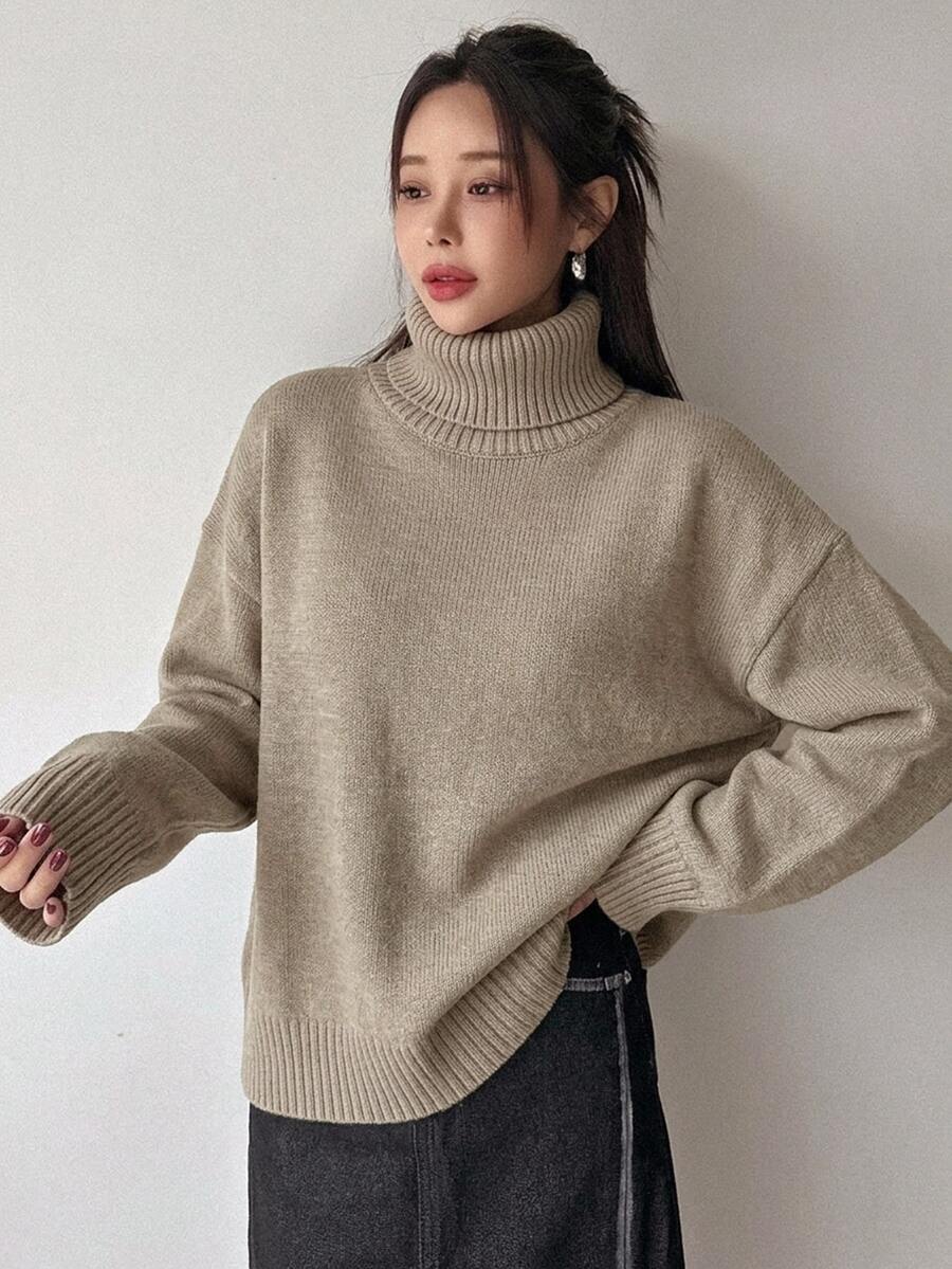 Lofoten Oversized Turtleneck Drop Shoulder Knit Sweater