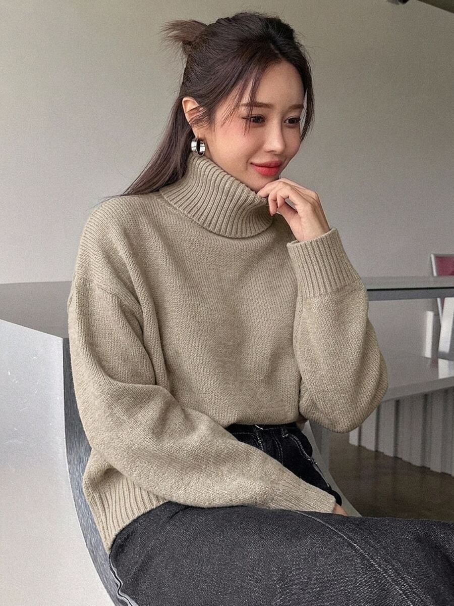 Lofoten Oversized Turtleneck Drop Shoulder Knit Sweater