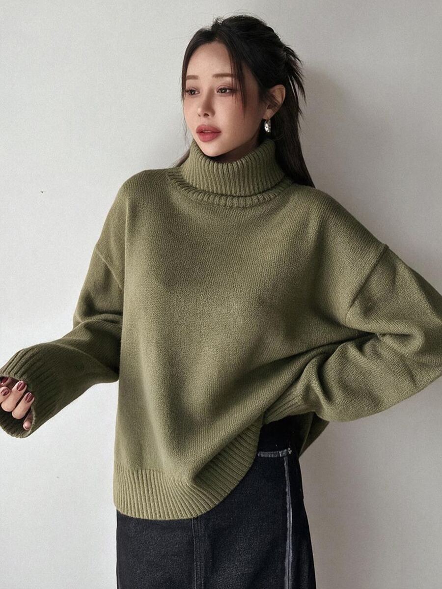 Lofoten Oversized Turtleneck Drop Shoulder Knit Sweater