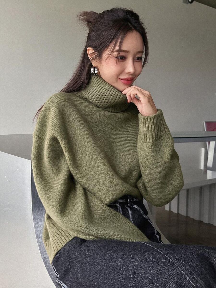Lofoten Oversized Turtleneck Drop Shoulder Knit Sweater