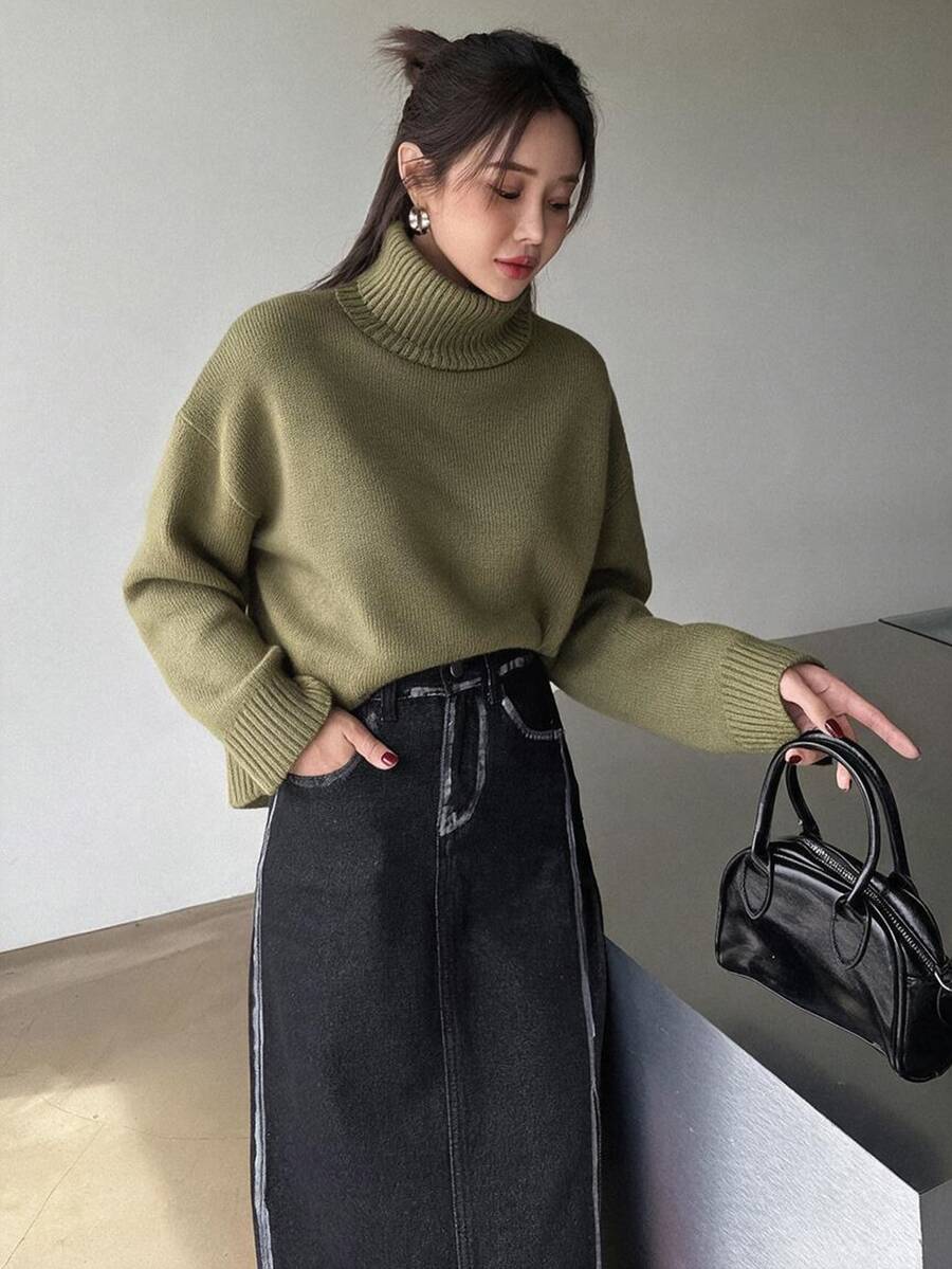 Lofoten Oversized Turtleneck Drop Shoulder Knit Sweater