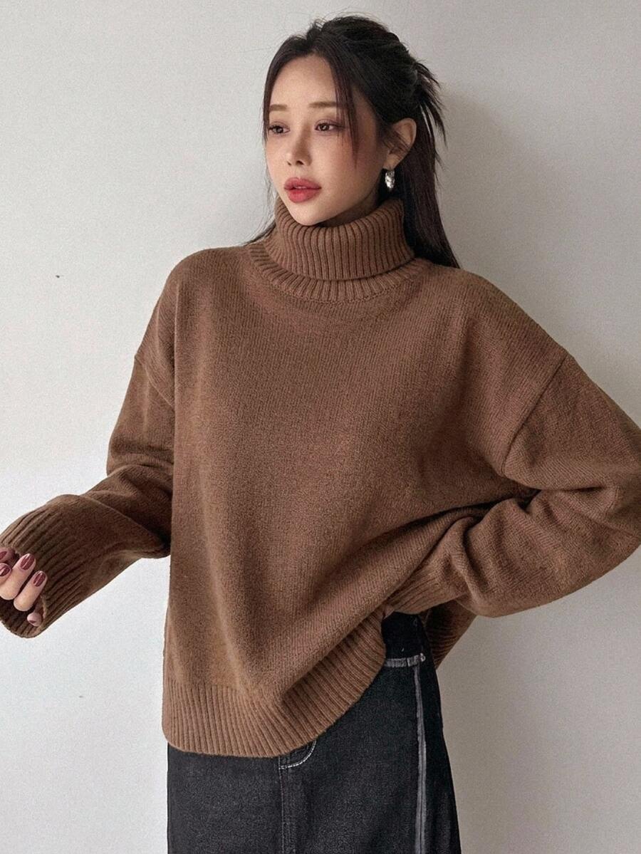 Lofoten Oversized Turtleneck Drop Shoulder Knit Sweater