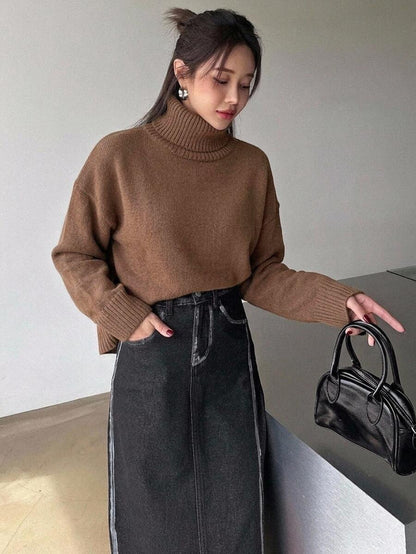 Lofoten Oversized Turtleneck Drop Shoulder Knit Sweater