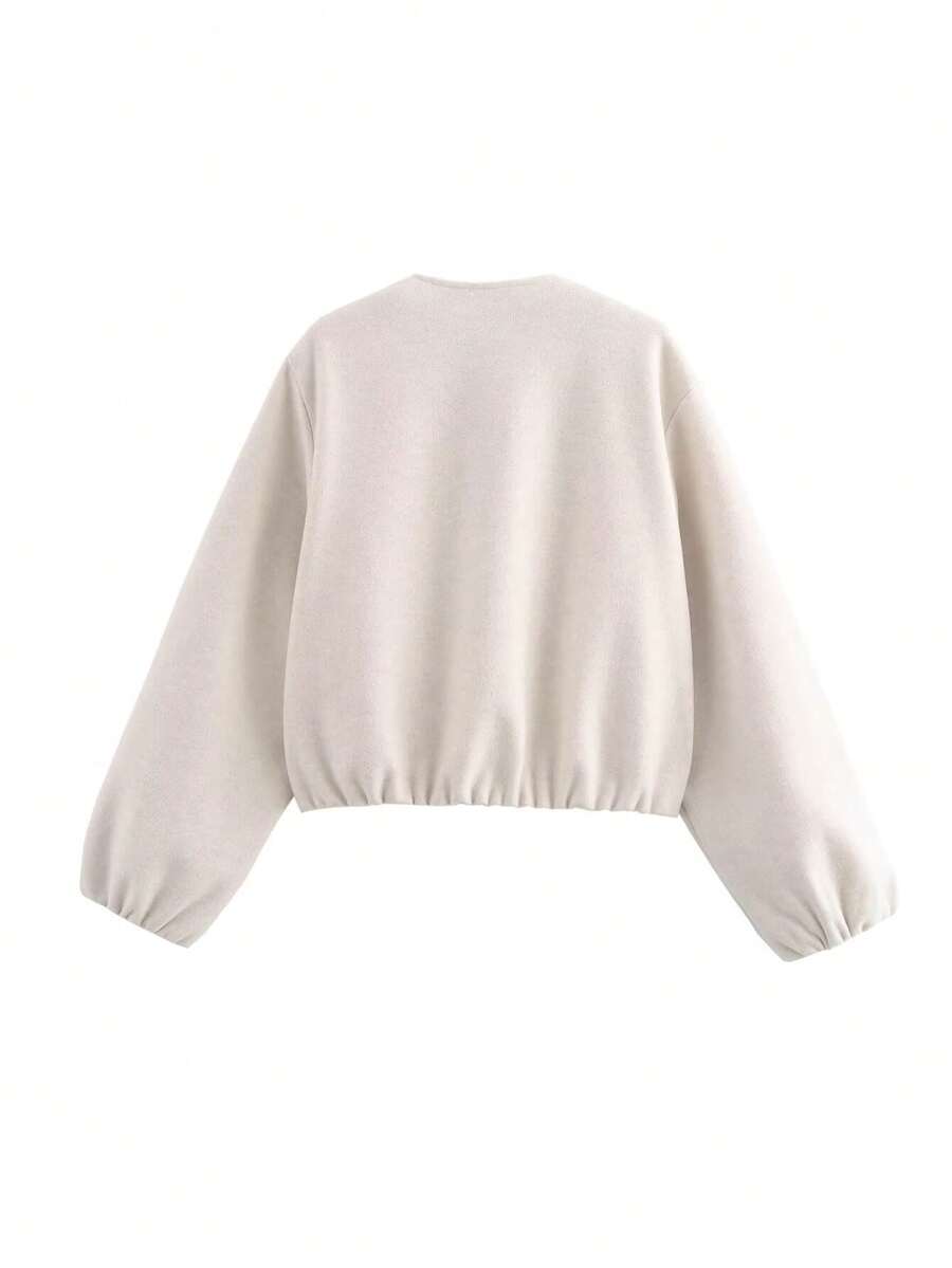 Lillehammer Wool Look Zip Up Cropped Bomber Jacket