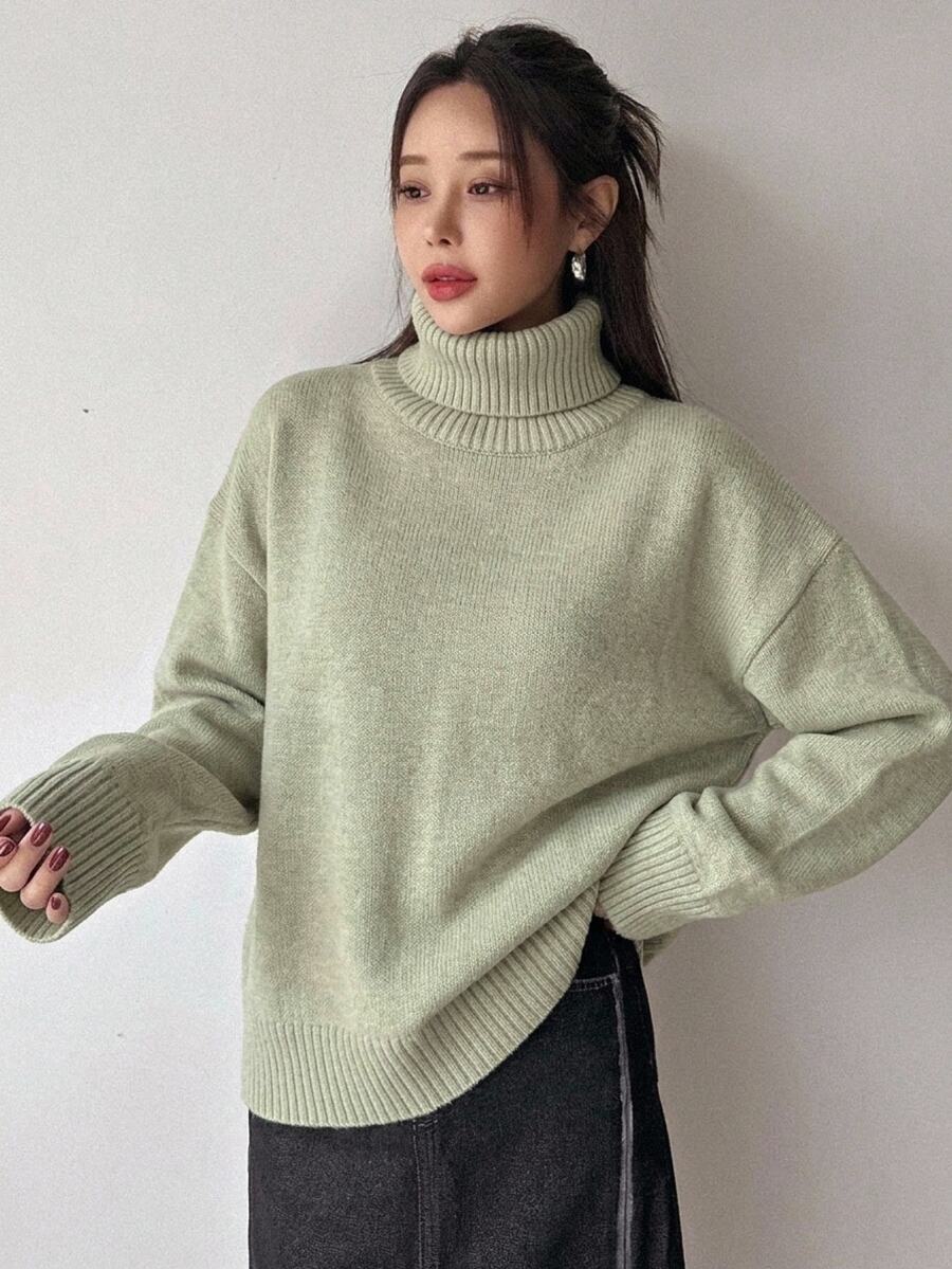 Lofoten Oversized Turtleneck Drop Shoulder Knit Sweater