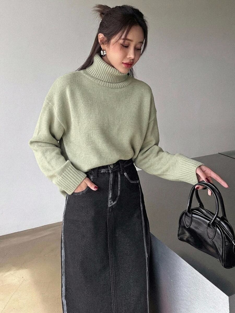 Lofoten Oversized Turtleneck Drop Shoulder Knit Sweater