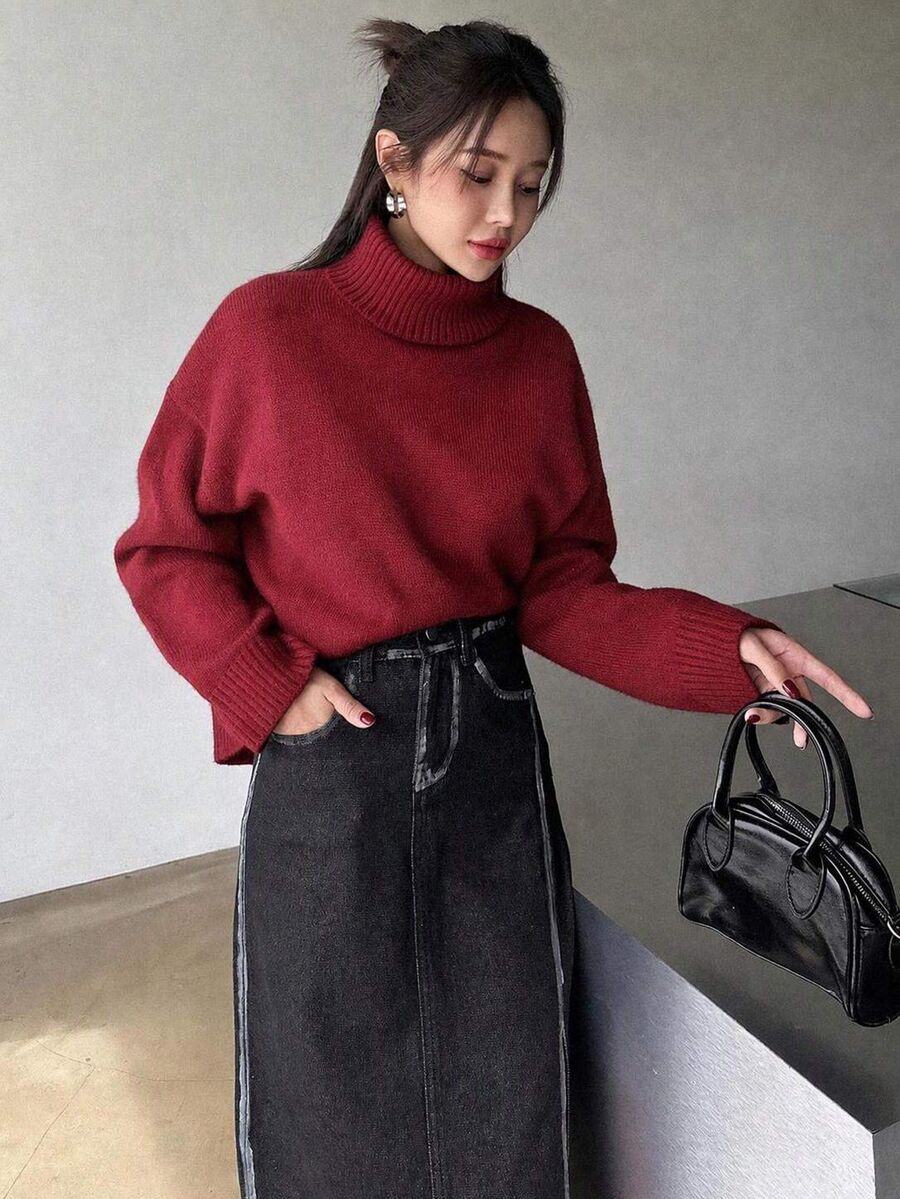 Lofoten Oversized Turtleneck Drop Shoulder Knit Sweater