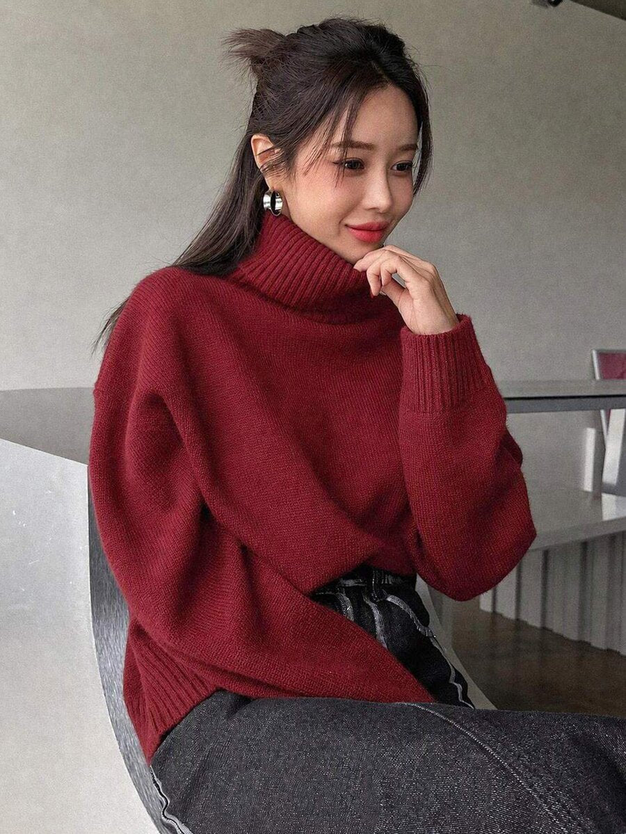 Lofoten Oversized Turtleneck Drop Shoulder Knit Sweater