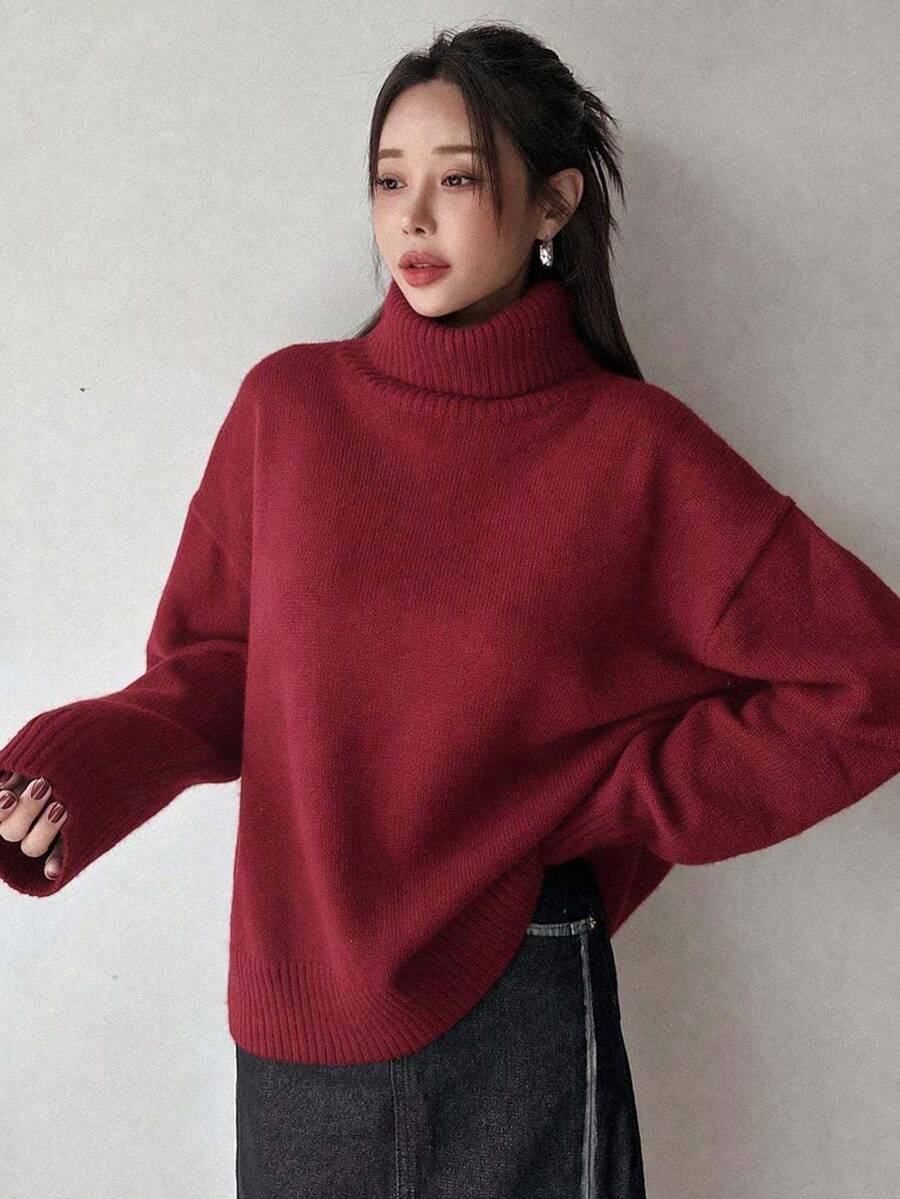 Lofoten Oversized Turtleneck Drop Shoulder Knit Sweater