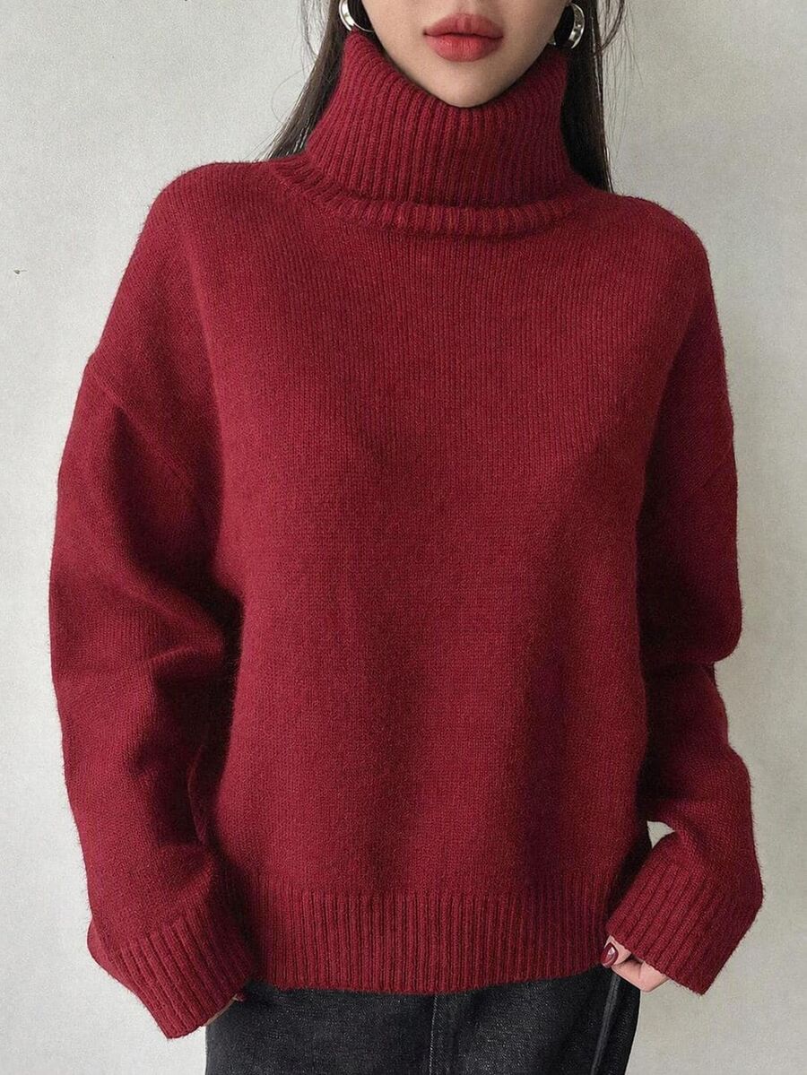 Lofoten Oversized Turtleneck Drop Shoulder Knit Sweater