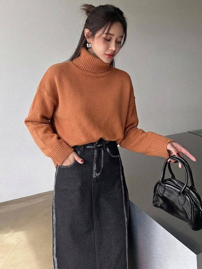 Lofoten Oversized Turtleneck Drop Shoulder Knit Sweater