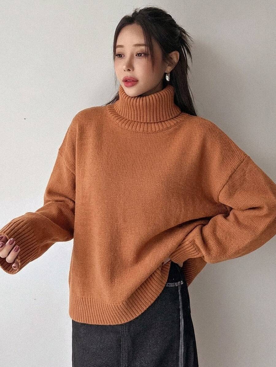 Lofoten Oversized Turtleneck Drop Shoulder Knit Sweater