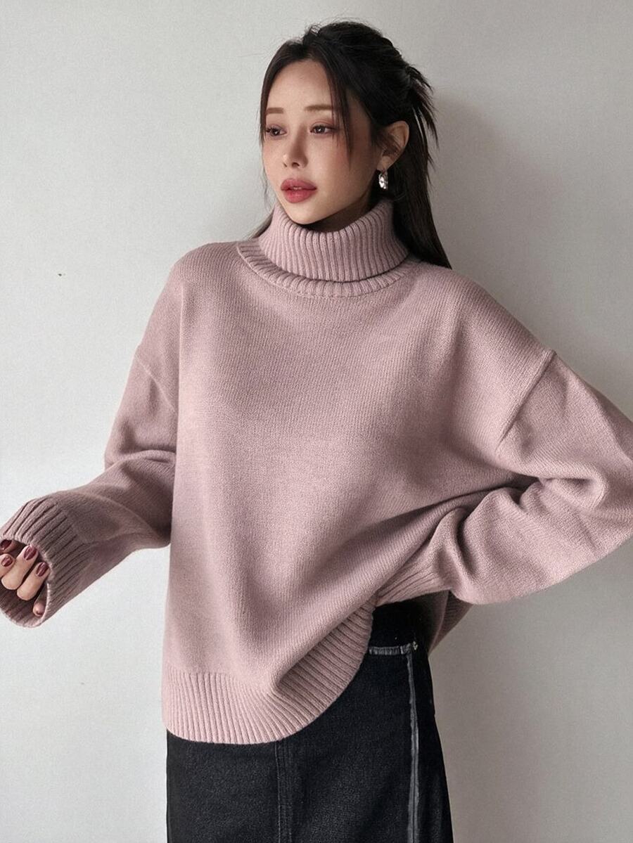 Lofoten Oversized Turtleneck Drop Shoulder Knit Sweater