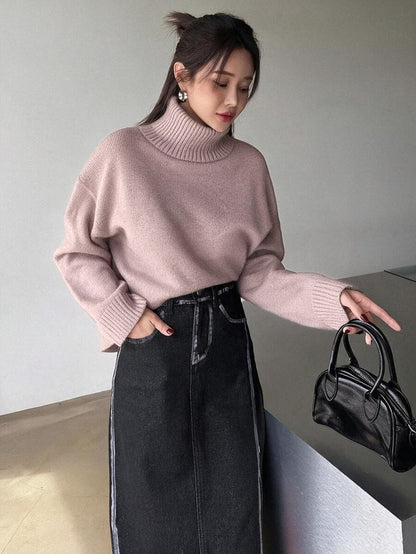 Lofoten Oversized Turtleneck Drop Shoulder Knit Sweater