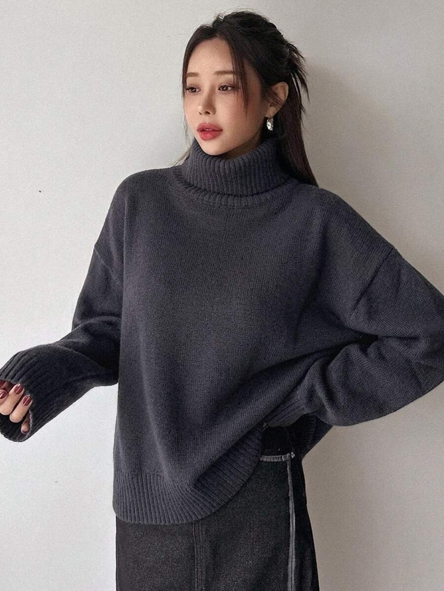 Lofoten Oversized Turtleneck Drop Shoulder Knit Sweater