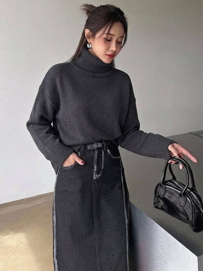 Lofoten Oversized Turtleneck Drop Shoulder Knit Sweater