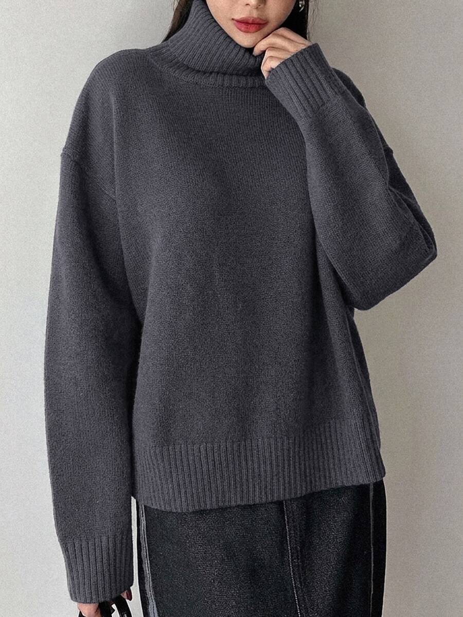 Lofoten Oversized Turtleneck Drop Shoulder Knit Sweater