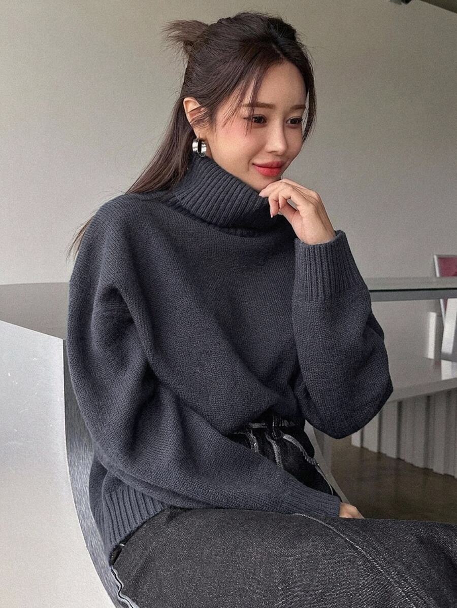 Lofoten Oversized Turtleneck Drop Shoulder Knit Sweater