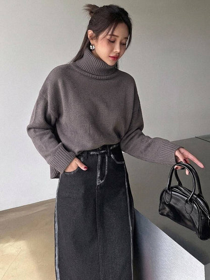 Lofoten Oversized Turtleneck Drop Shoulder Knit Sweater