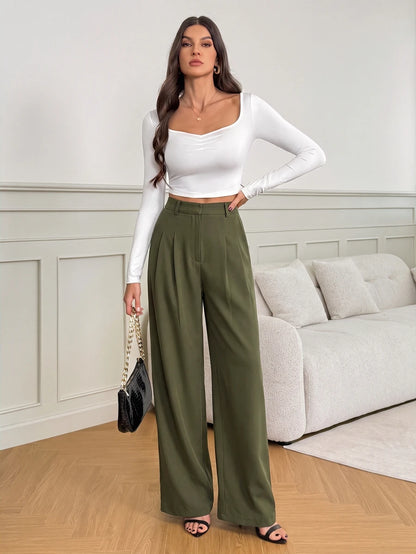 Bergamo Pleated High Waisted Wide Leg Pants
