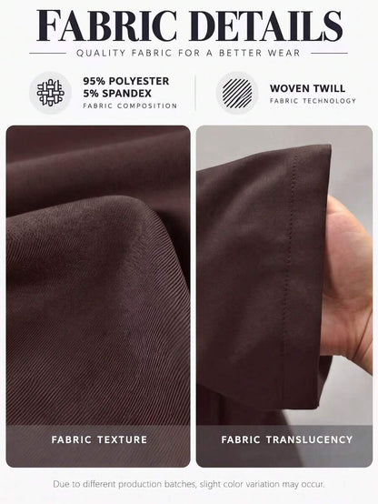 Women's Belted High Waisted Wide Leg Trousers, Tailored Dress Pants for Work Office - Brown