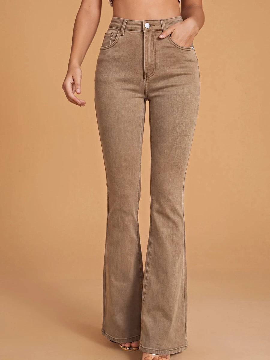 Annapolis High Waist Flare Leg Jeans with Pockets